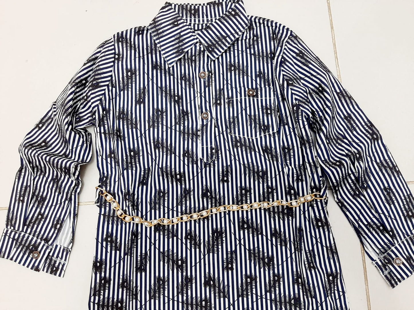 Black Stripes Chain Top